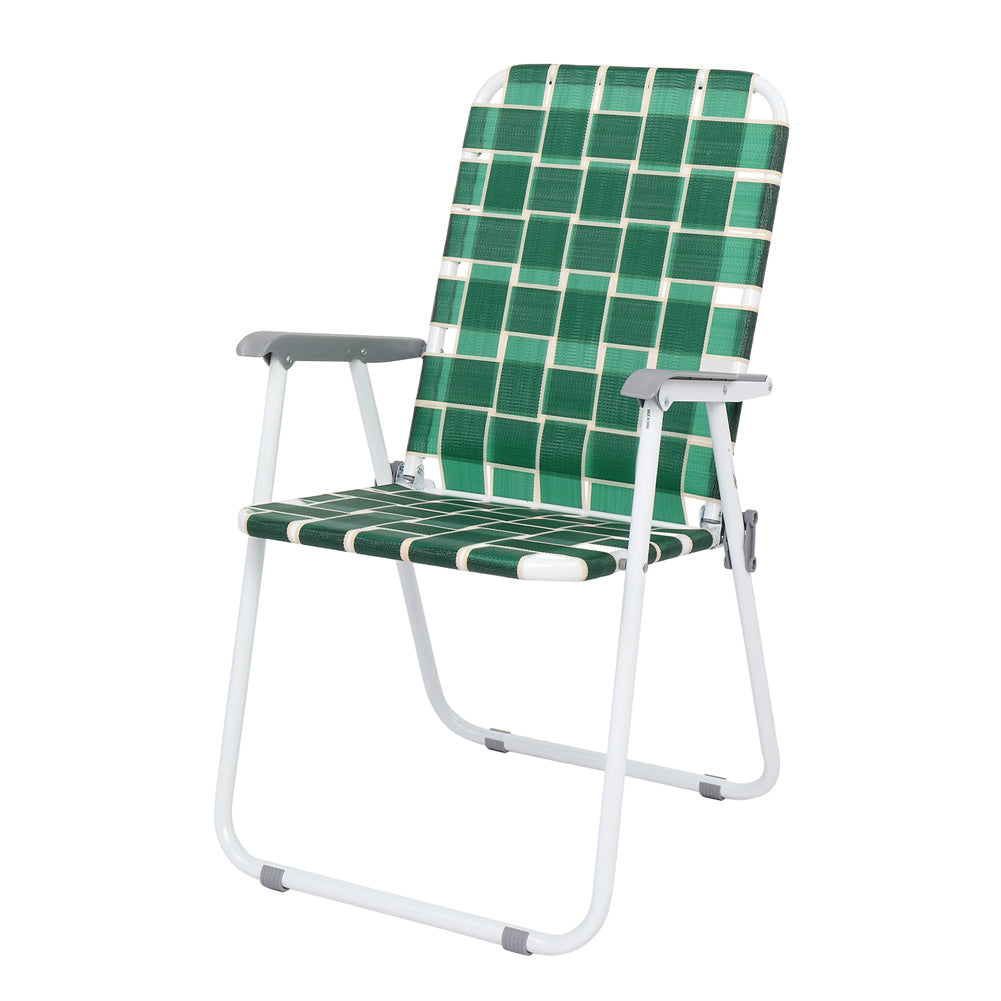 ALICIAN 2pcs Beach Chair Steel Tube Bearing 120kg Folding Beach Chair Dark Green Stripes