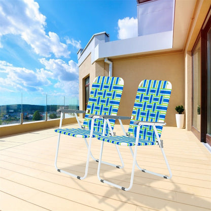 ALICIAN 2pcs Strip Beach Chair 120kg Folding Beach Seat Chair Blue