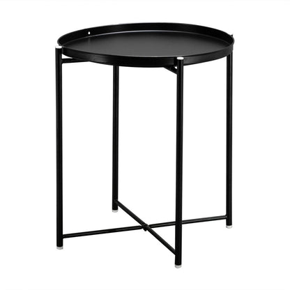 AMYOVE Round Table Living Room Sofa Bed Side Table Black