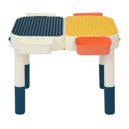 YIWA Kids Activity Table Set with Building Blocks Foldable Building Block Table Mobile Suitcase