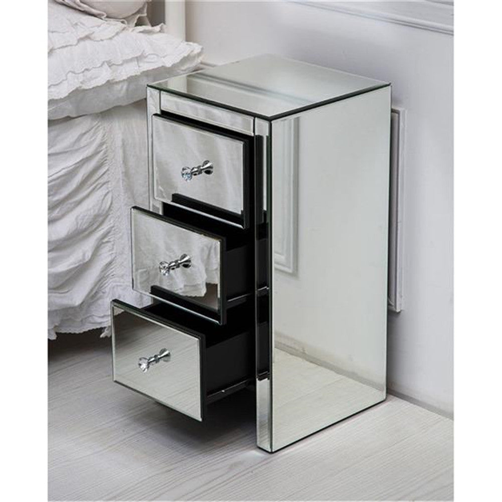 AMYOVE Mini Cabinet Table with 3-drawers Nightstand Bedroom Silver