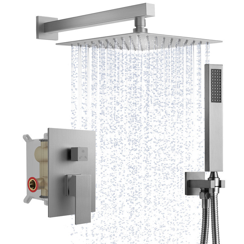 RainfallCascade 10” High-Pressure Shower Faucet, Wall Mount, Rough in-Valve, 2.5 GPM