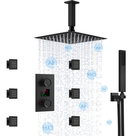 SmartTempFlow 12" High-Pressure Rainfall Shower Faucet, Ceiling Mount, Rough in-Valve, 2.5 GPM