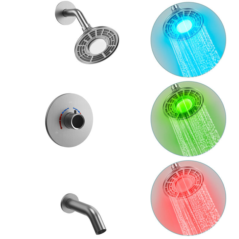 ThermaGlow Collection EVERSTEIN LED Shower Head Faucet Set with Rough-in Valve