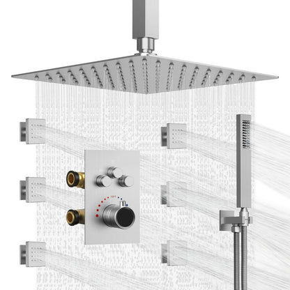 RelaxaJet 12" High-Pressure Rainfall Shower Faucet, Celling Mount, Rough in-Valve, 2.5 GPM