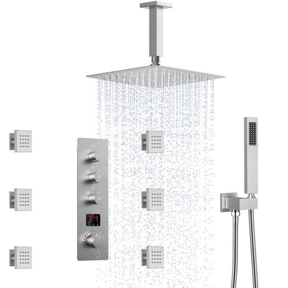 RelaxaJet 12" High-Pressure Rainfall Shower Faucet, Ceiling Mount, Rough in-Valve, 2.5 GPM