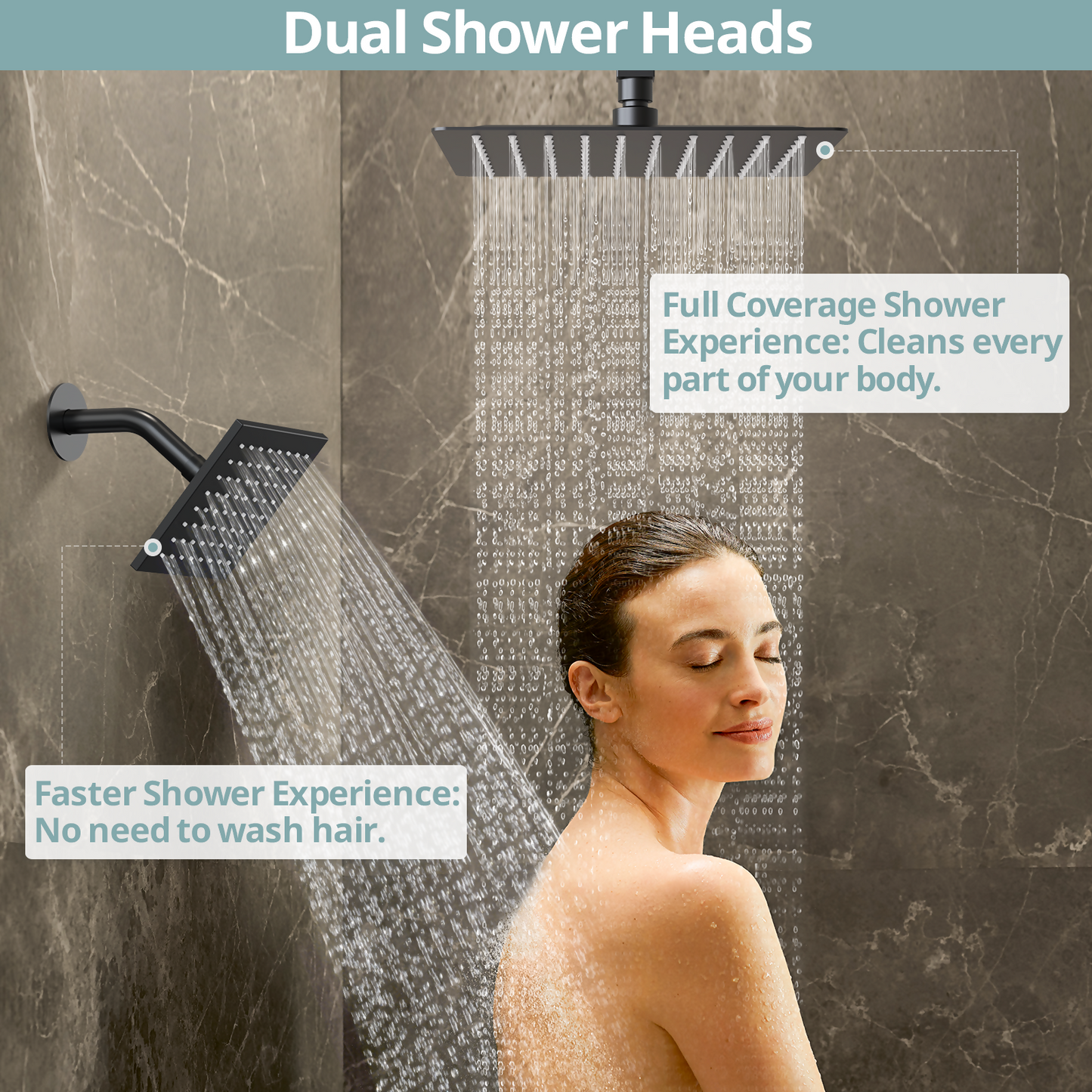 DualJetSpa 16" High-Pressure Rainfall Shower Faucet, Celling Mount, Rough in-Valve, 2.5 GPM