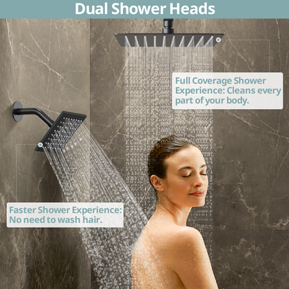 DualJetSpa 16" High-Pressure Rainfall Shower Faucet, Celling Mount, Rough in-Valve, 2.5 GPM