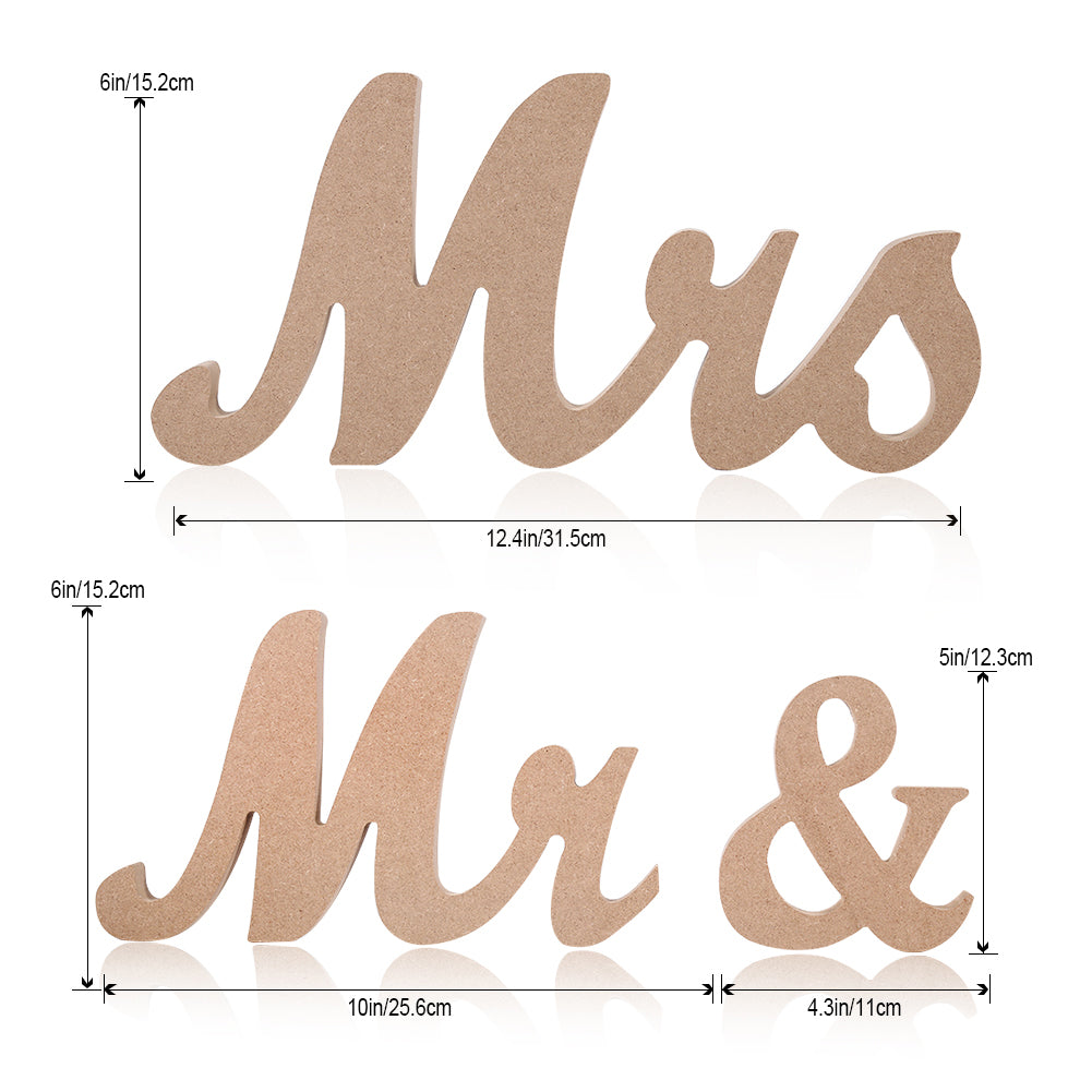 RONSHIN Wooden MRS & MRS Letter Gay Wedding Props Table Ornaments White