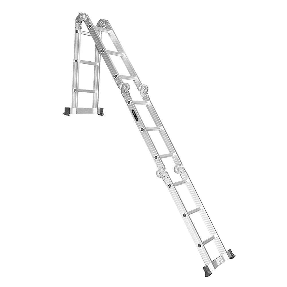 RONSHIN 4x3 12-Step Joints Aluminum Folding Ladder Ultra-Light Wear-Resistant Space-Saving