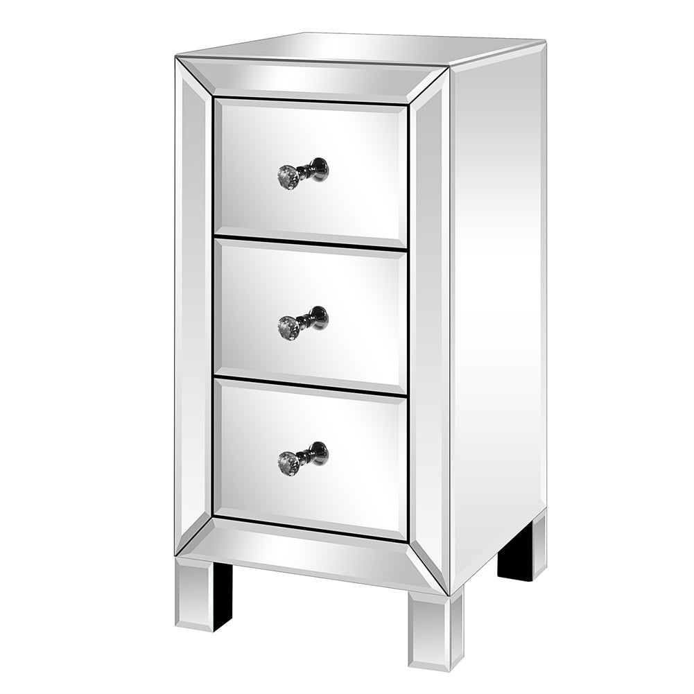 ALICIAN Modern Mirrored Night Stands with 3 Drawers Bedside Table End Table