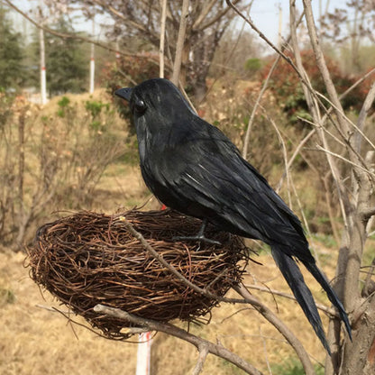 CYNDIE 1pc Black Feathered Crow Extra Large Handmade Realistic Shape Birds For Halloween