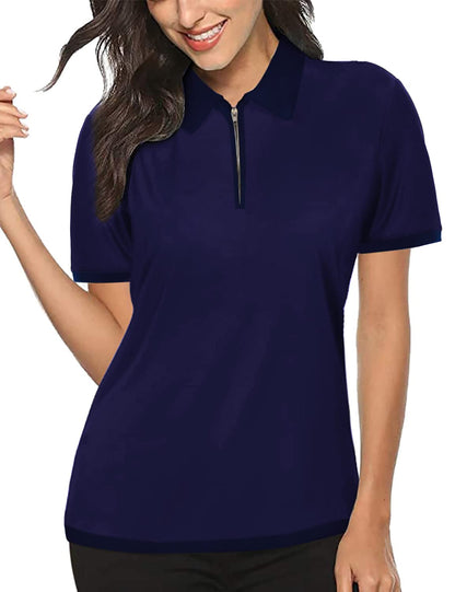 YESFASHION Polo Shirts for Women Golf Tops Blue