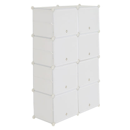 RONSHIN 2 Rows 7-tier 14 Grids Shoe Rack Organizer 40x30cm Cube Shoe Cabinet 72x32x122cm White