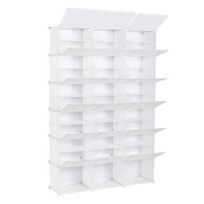 RONSHIN 3 Rows 12-tier Portable Shoe Rack Organizer Shoe Cabinet 122 x 32 x 180cm White