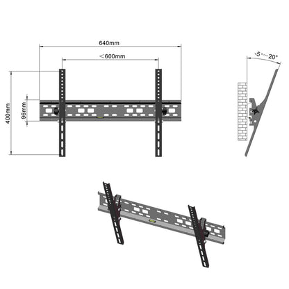 RONSHIN TV Stand with Spirit Level Wall Mounted 600x400 Mm Black