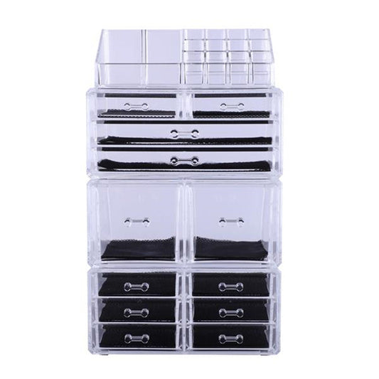 RONSHIN 4Pcs/Set Makeup Organizer Plastic Cosmetic Storage Drawers Display Box Transparent