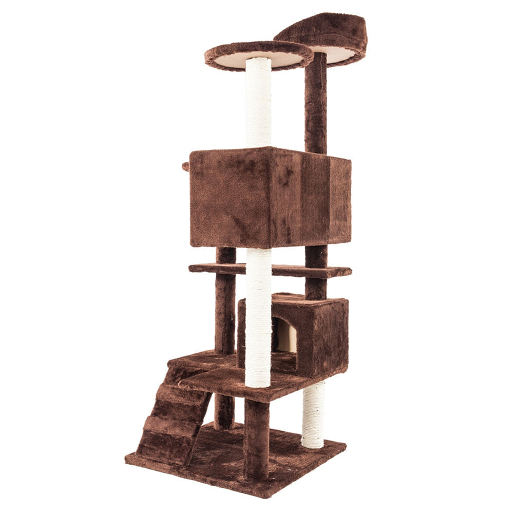 BEESCLOVER Multi-level Cat Tree Condo Furniture Cat Climbing Frame Kittens Cats Pets Brown