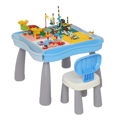 YIWA Kids Activity Table Set Building Block Table with Chair