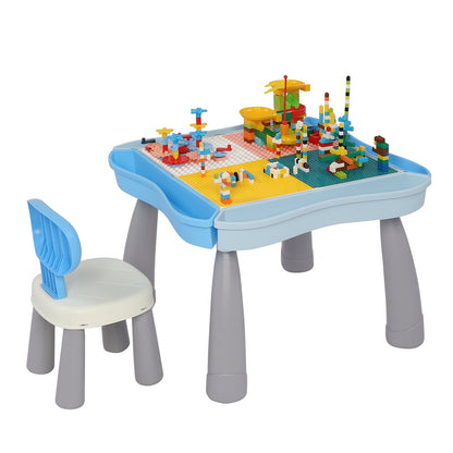 YIWA Kids Activity Table Set Building Block Table with Chair