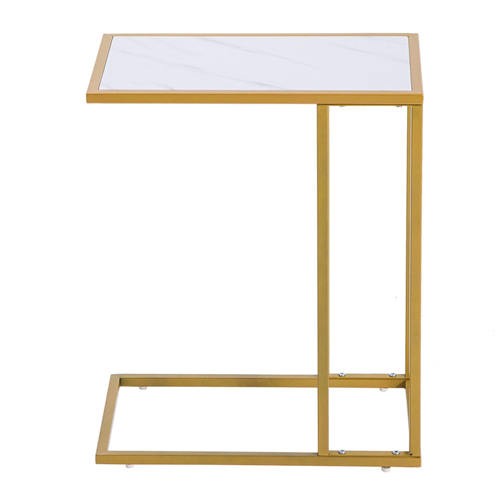 AMYOVE Marble Side Table Easy to Assemble Table with Sturdy Table Legs 30x48x61cm