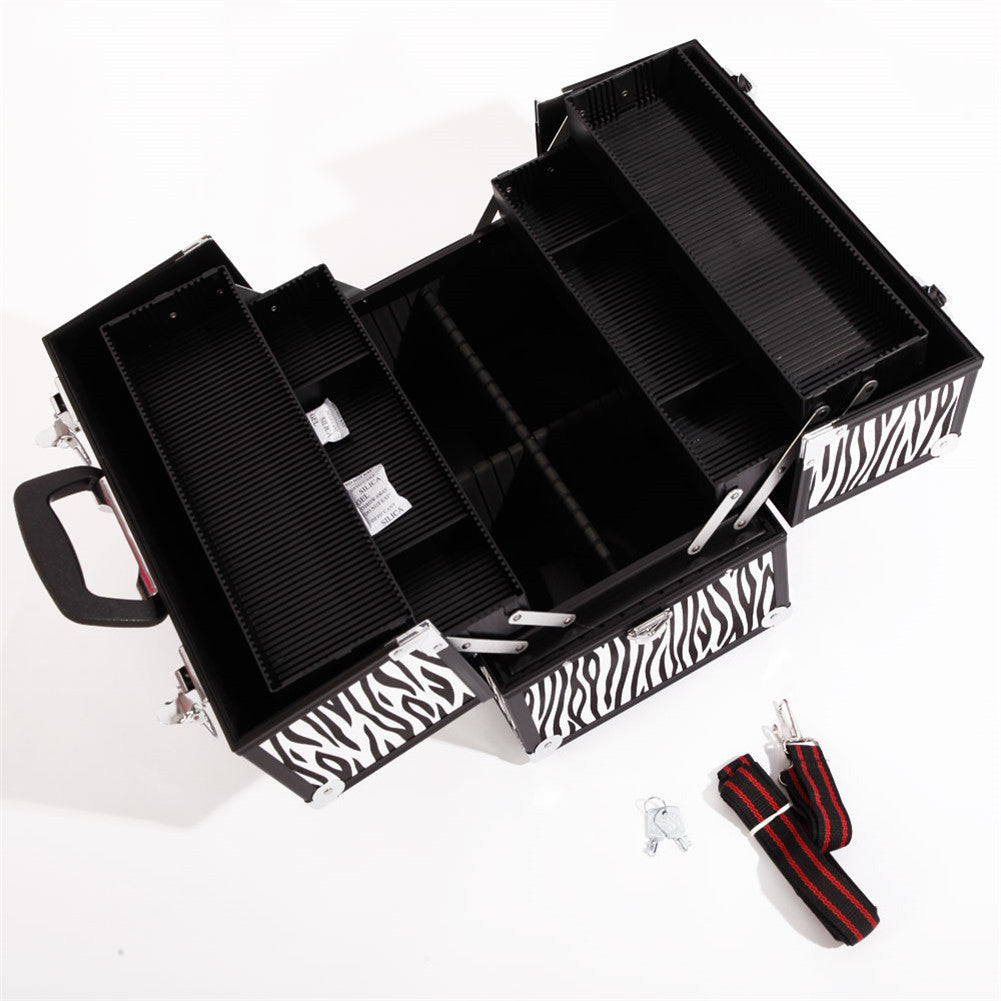 SHININGLOVE Portable Cosmetic Case White Zebra Pattern Makeup Jewelry Box