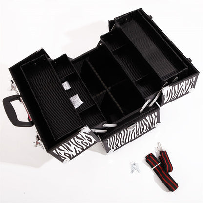 SHININGLOVE Portable Cosmetic Case White Zebra Pattern Makeup Jewelry Box