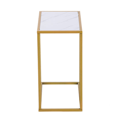 AMYOVE Marble Side Table Easy to Assemble Table with Sturdy Table Legs 30x48x61cm