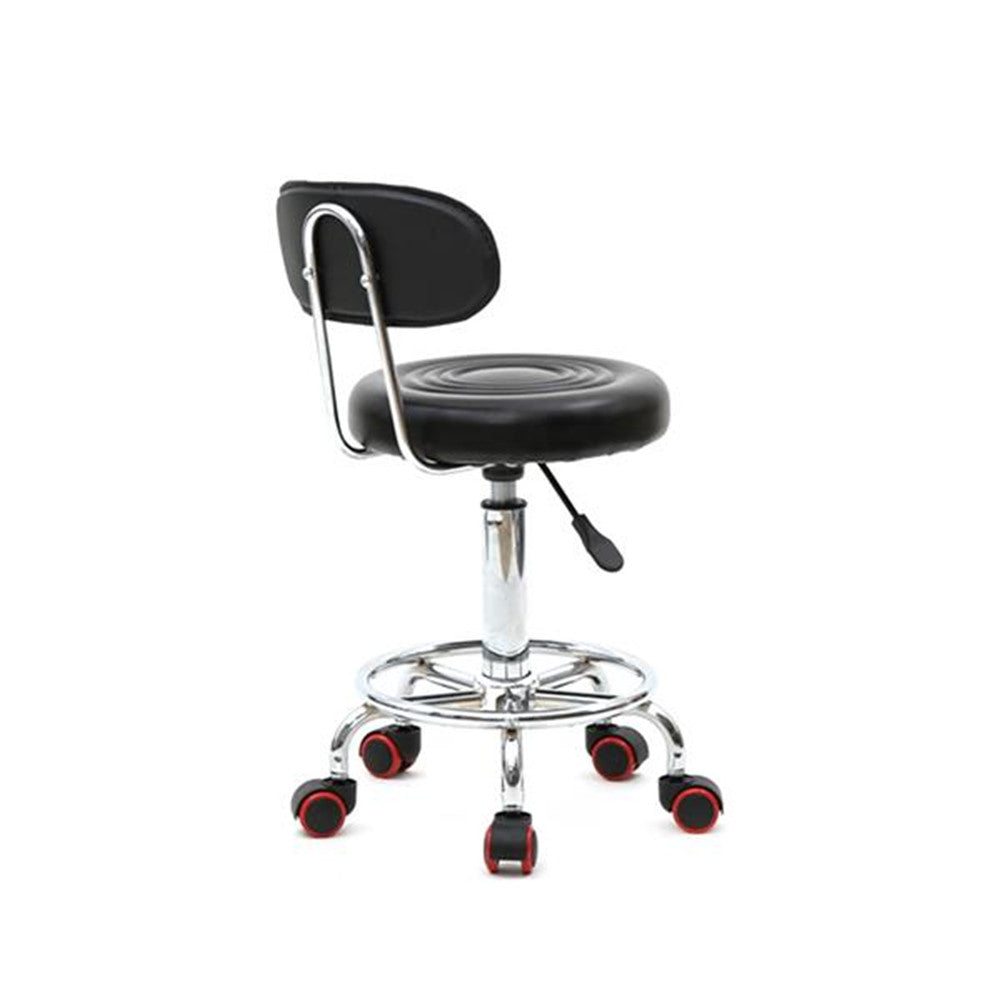 ALICIAN Rolling Swivel PU Leather Salon Stool Office Chair with Back Support Black