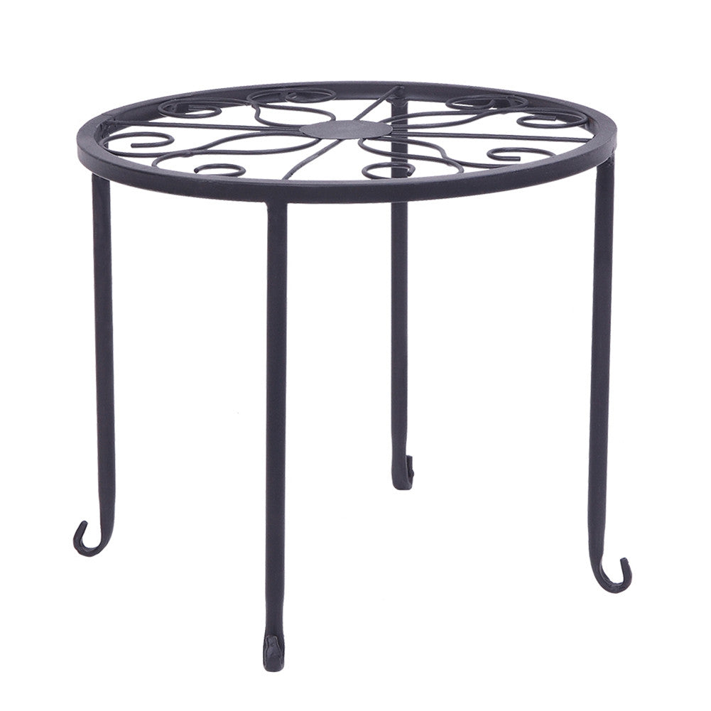 ALICIAN 4pcs/set Shelf Black Paint Round Pattern Plant Stand Household Organizer Black