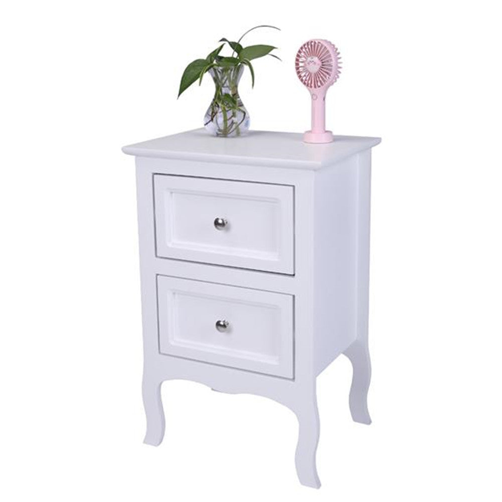 AMYOVE Nightstand with 2 Drawer Side End Wood Bedside Tables White