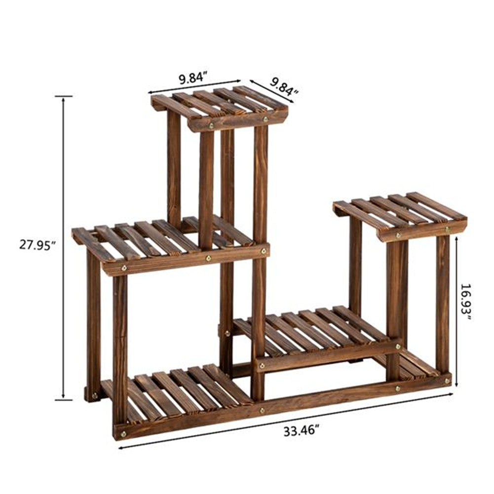 ALICIAN 4 Tier 7 Potted Pine Plant Stand Flower Rack Garden Shelves