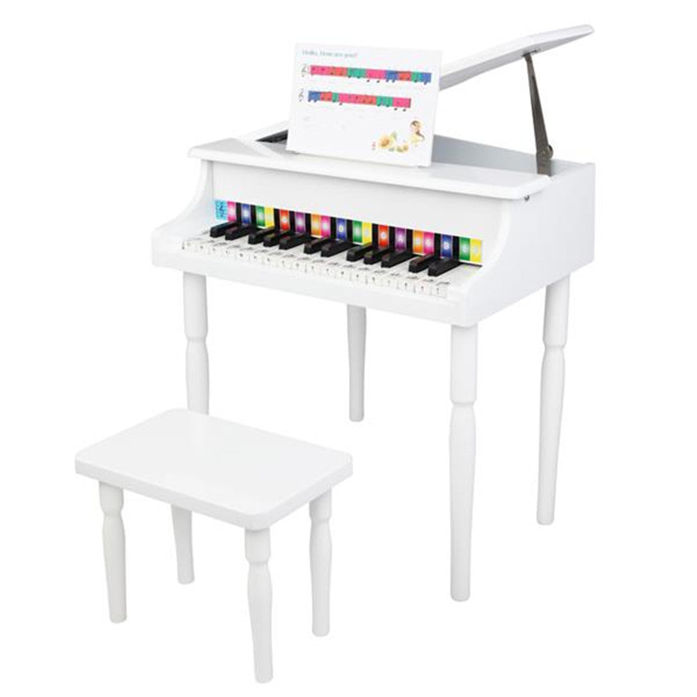 YIWA Children 30-key Wooden Piano with Music Stand 49*50.5*48.5cm White