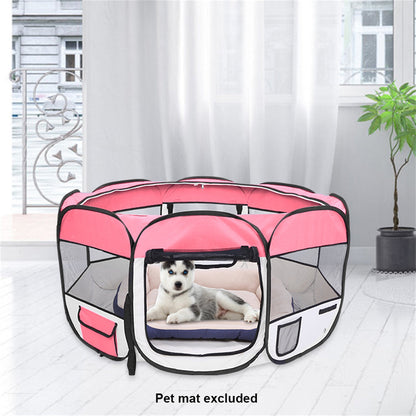 BEESCLOVER Pet Playpen 36 Inch Portable Foldable Fence Pink