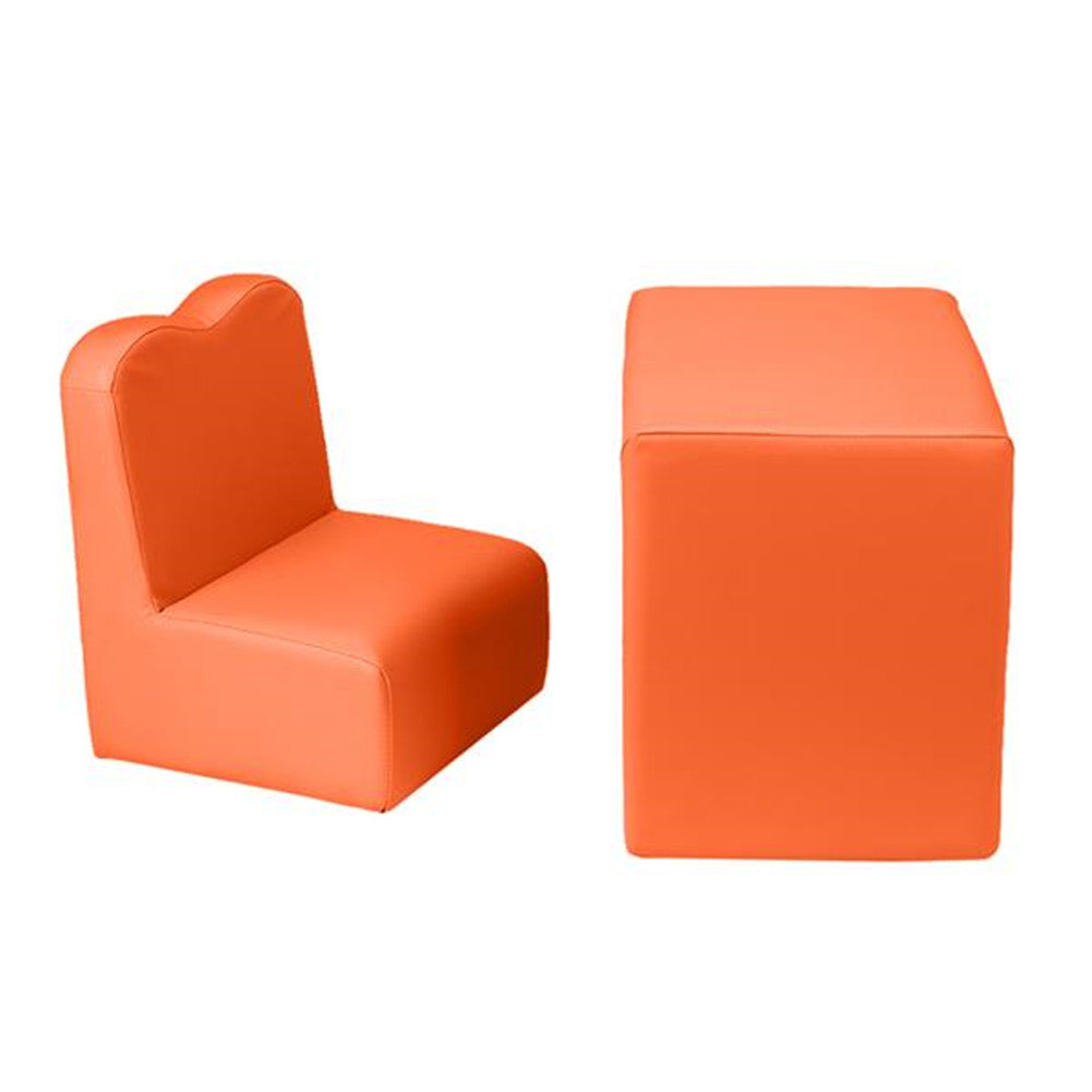 ALICIAN Children Sofa 49*32*39cm Rectangular 2-in-1 Sofa and Table Orange