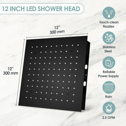 Remote Controlled LED High-Pressure Complete Shower Faucet With Rough-In Valve