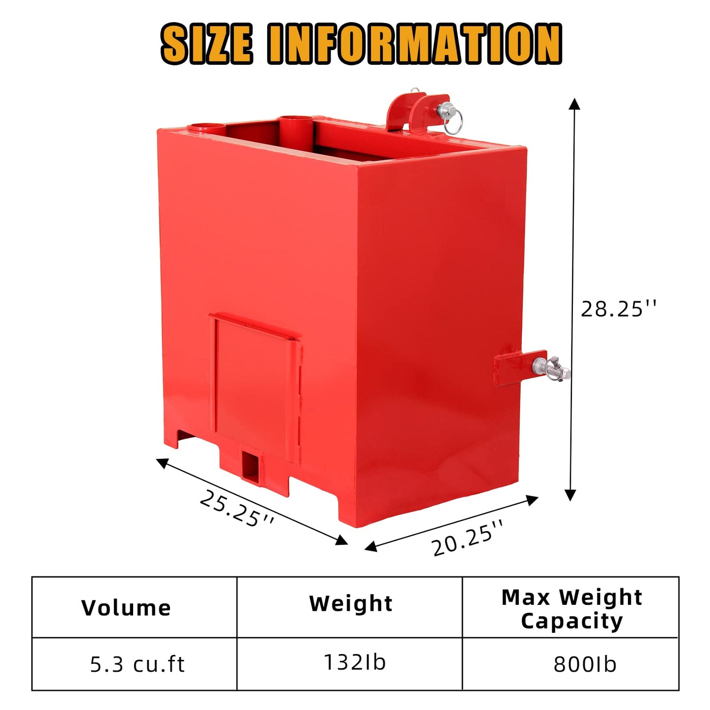 GARVEE 3 Point Ballast Box 800lbs Capacity Hitch Ballast Box With 5cu.ft Volume