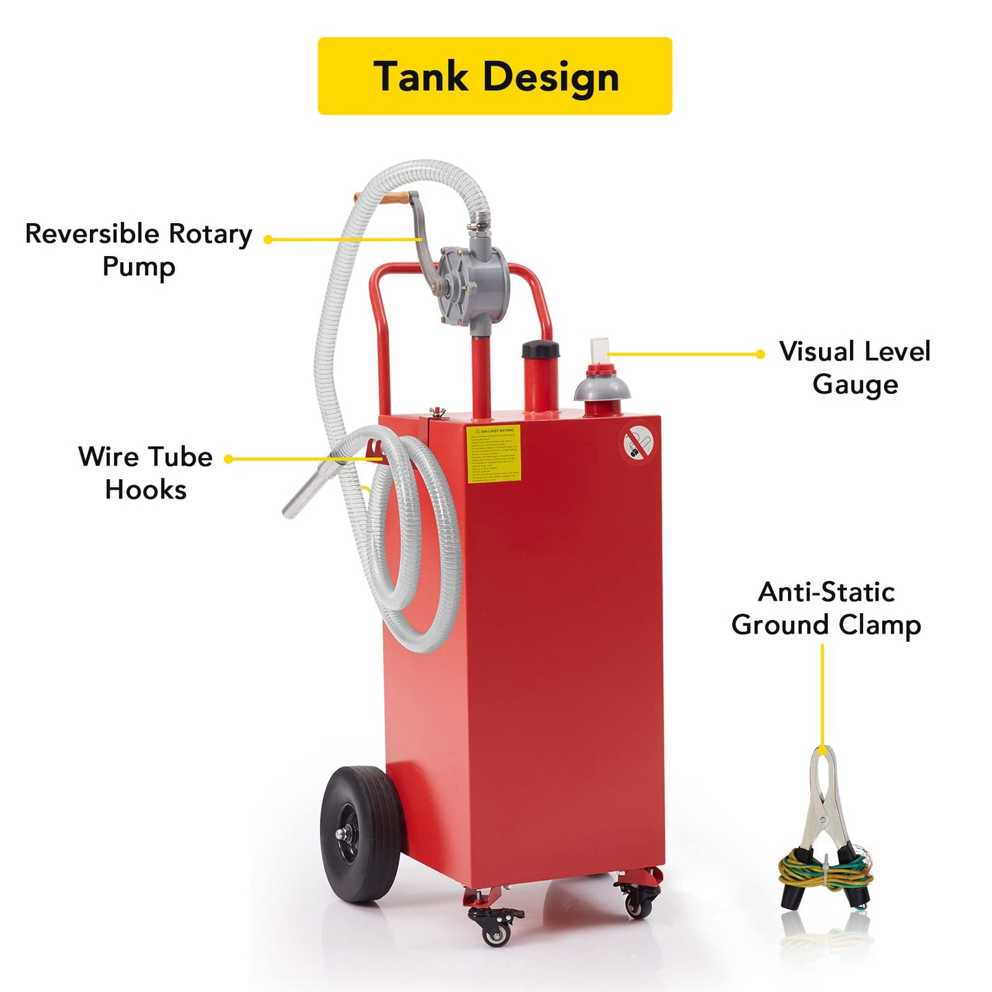 GARVEE 30 Gallon Gas Caddy Portable Fuel Tank With Pump And Wheels Portable Fuel Storage Tank Gasoline Diesel Fuel