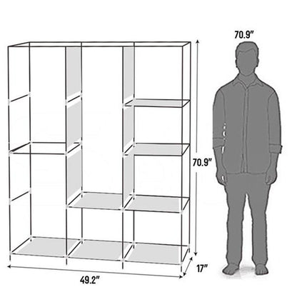 RONSHIN Portable Closet Wardrobe Clothes Rack 4-tier 8-rack W/3 Hanger 125*43.18*180cm Black