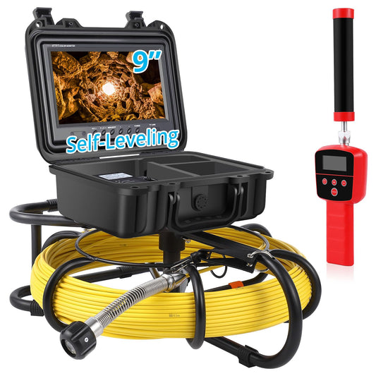 GARVEE 300ft Snake Camera Sewer Camera with Locator 9 Inch HD LCD DVR and Adjustable LEDs for Sewer and Drainage Pipe