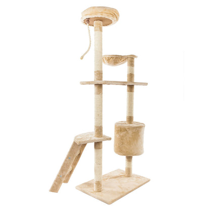 BEESCLOVER Multi-level Cat Tree Condo Cat Climbing Frame for Kittens Cats Pets Beige