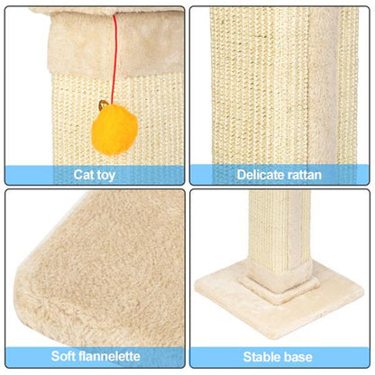 BEESCLOVER 21" Cat Pet Climbing Frame with Ball Climbing Mount Beige