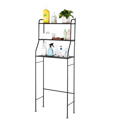 RONSHIN 3-tier Bathroom Storage Rack for Towels Toiletries Toilet Organizer Black