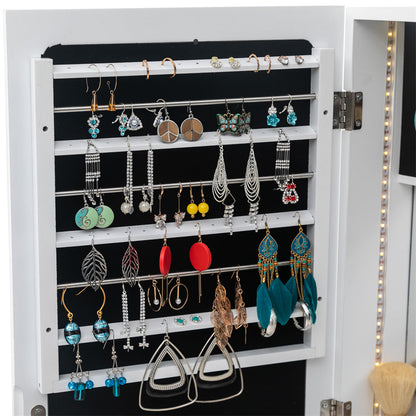 AMYOVE Wooden Jewelry Storage Mirror Cabinet Wall Hanging Shelf - White