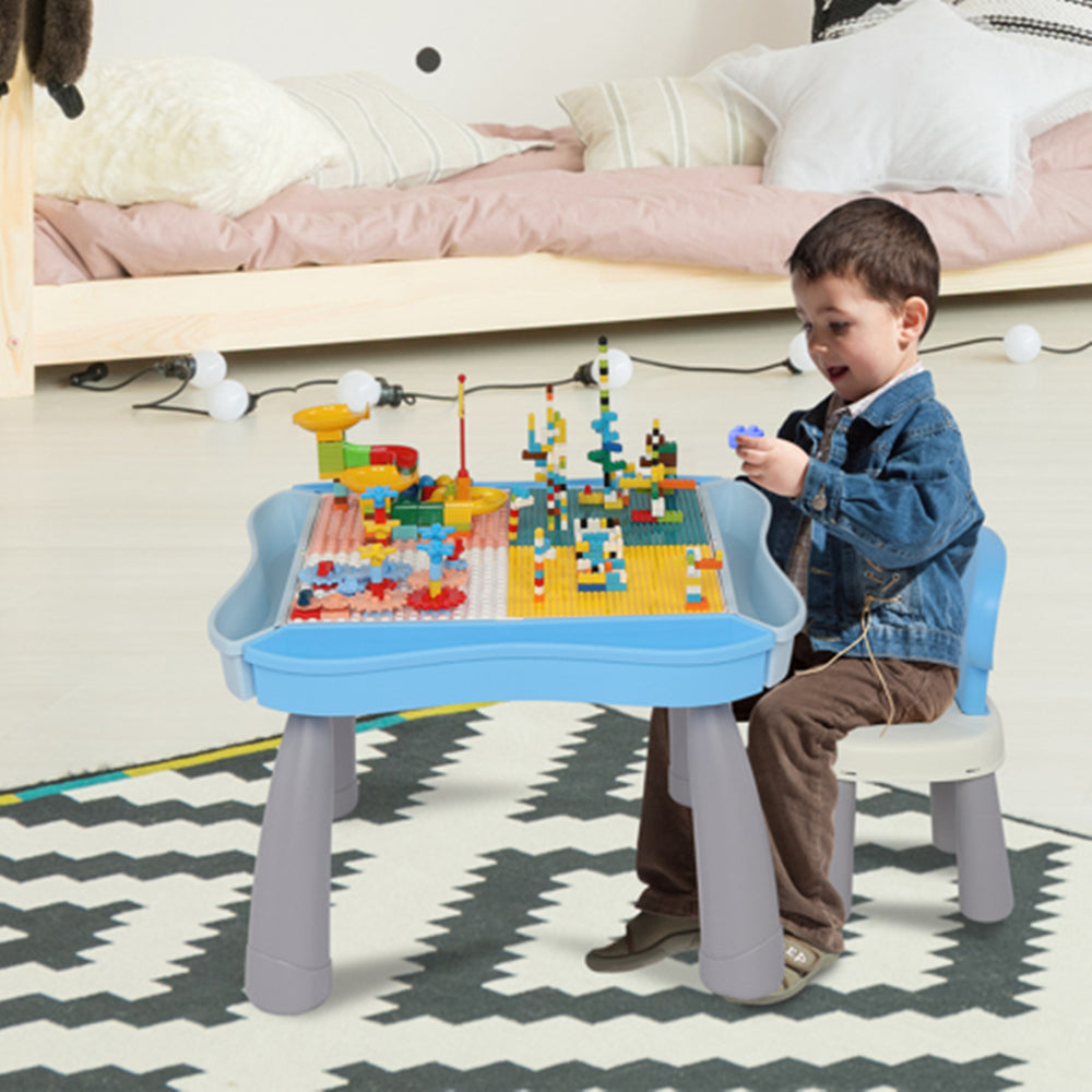 YIWA Kids Activity Table Set Building Block Table with Chair