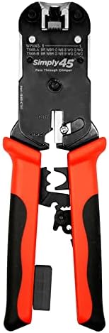Simply45 ProSeries All-In-One RJ45 Crimp Tool for Pass-Through & Standard WE/SS RJ45 - Includes Tool Lock, Click Socket, Blade Storage, Stripper/Cutter - S45-C101