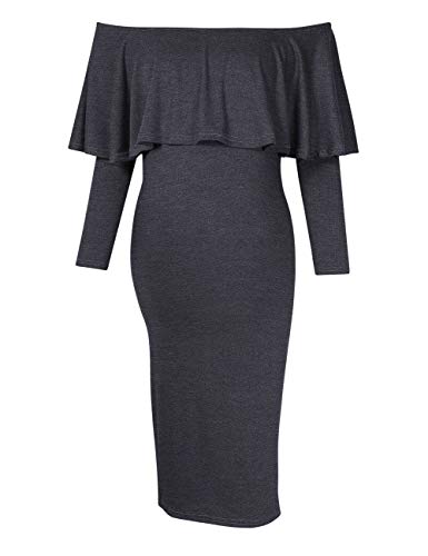 Women's Maternity Dress 3/4 Sleeve Off Shoulder Casual Maxi Dress