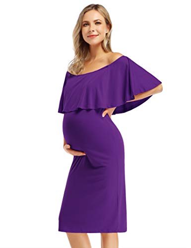 Maternity Dress Women's Off Shoulder Casual Midi Dress