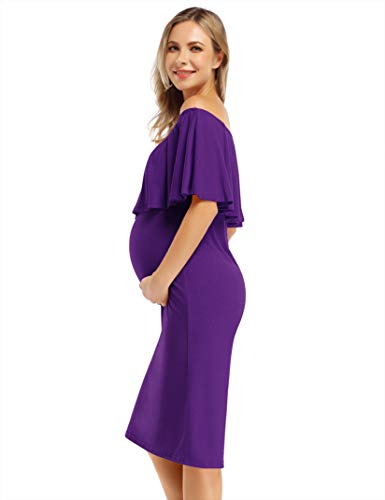 Maternity Dress Women's Off Shoulder Casual Midi Dress