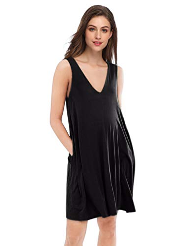 Women's Tank Swing Dress Summer Sleeveless Sexy Midi Dress with Pockets